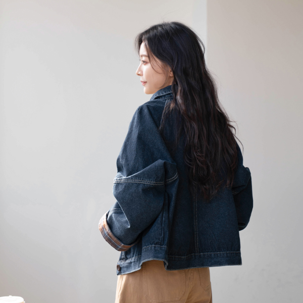 폴딩 키치체크 Denim Jacket