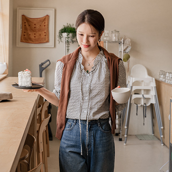 오르라 Freel Check Blouse