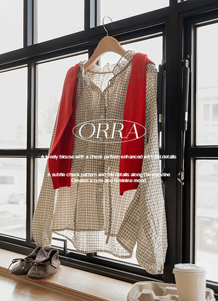 Aurora Frill Check Blouse Korea