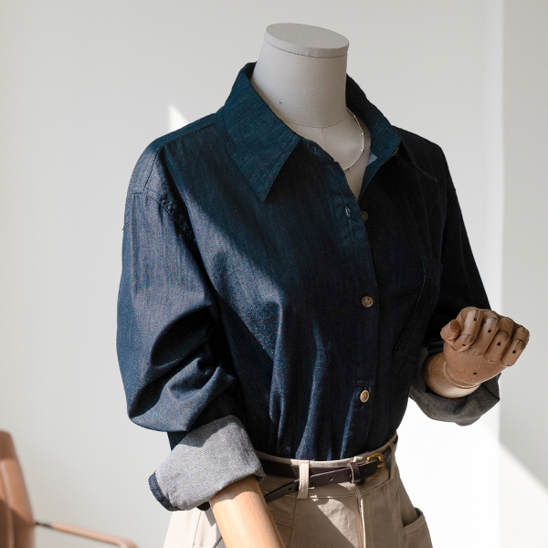 Marine Nonfade Raw Denim Shirt