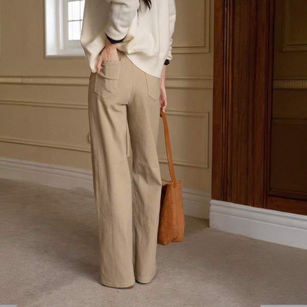 [Special Sale] Twill Span Banding Wide Pants