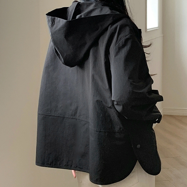 Snap Button Hood Shirt Jacket