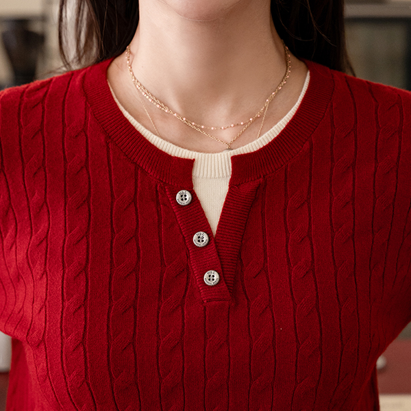 ring Twiddle 단추 layered Knitwear