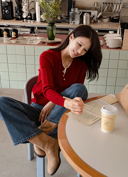 Ring Twiddle Button Layered Knitwear Korea
