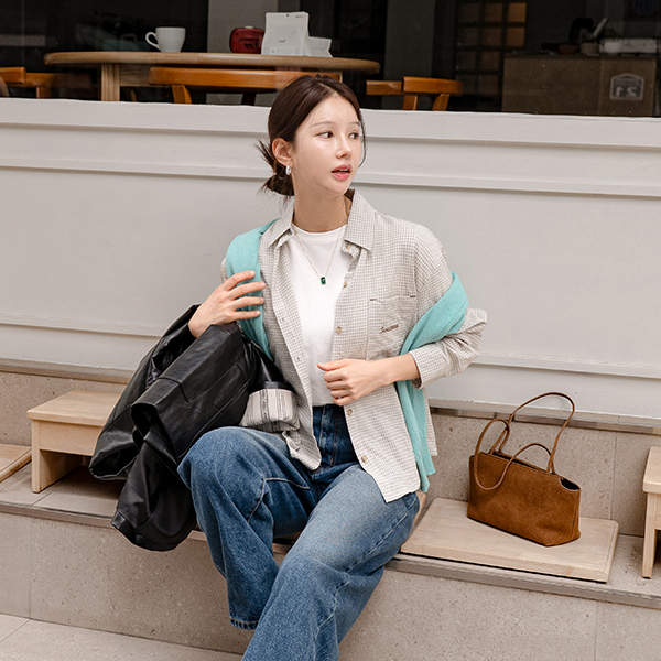 Check 포켓 포인티 Shirt