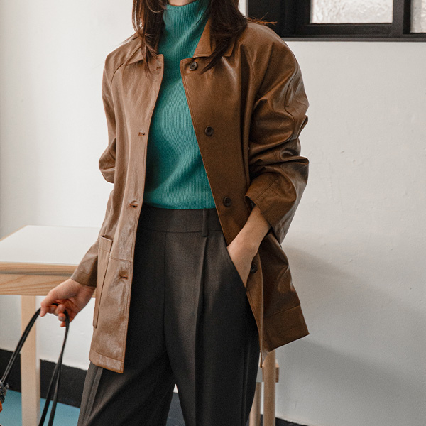 Glossy Mid Fake Leather Jacket