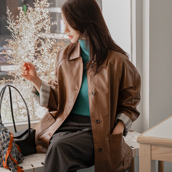 Glossy Mid Fake Leather Jacket