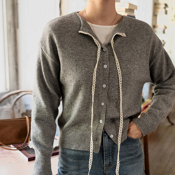 Loving You Lace Wool  Knitwear Cardigan