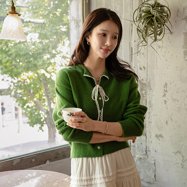 Loving You Lace Wool  Knitwear Cardigan