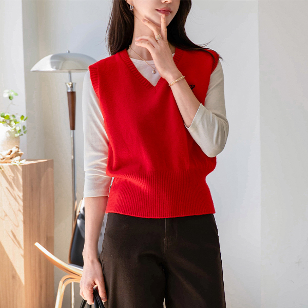 포근 자수 Knit Vest