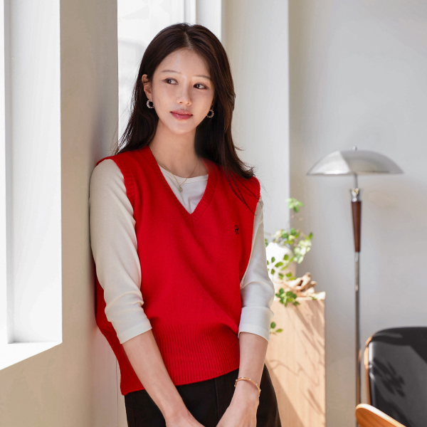 포근 자수 Knit Vest