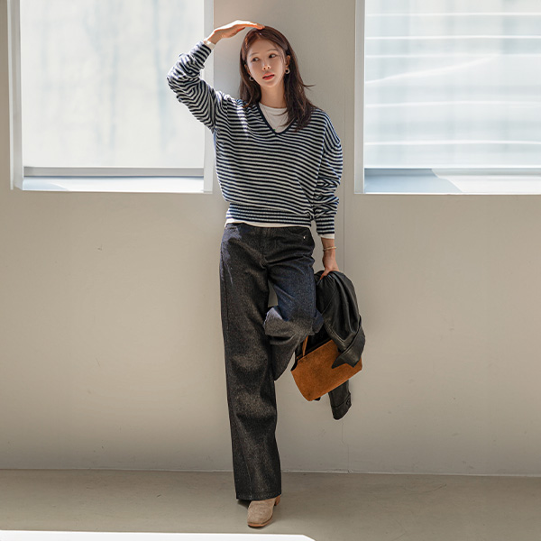 논페이드 슬럽 인밴딩 Denim Pants