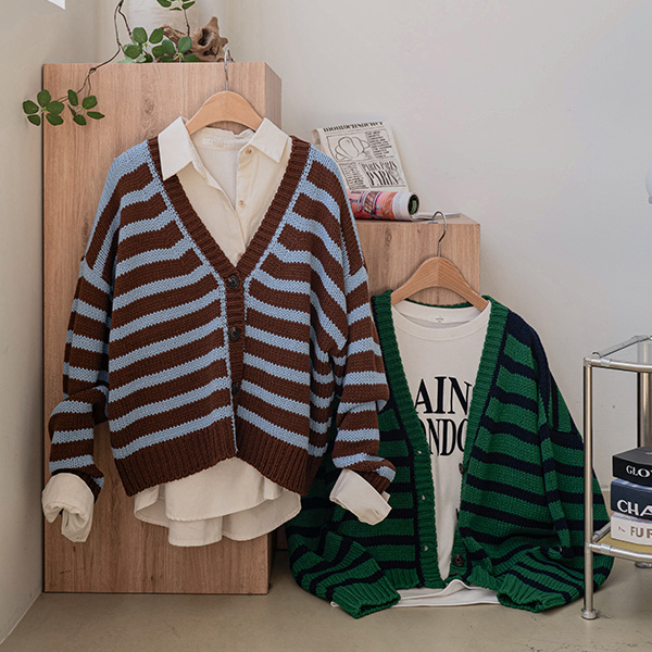 stone Stripe Knitwear Cardigan