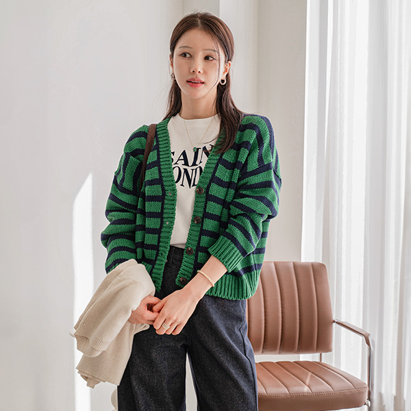 stone Stripe Knitwear Cardigan