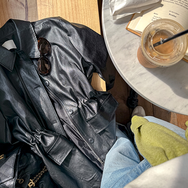 Peanut Half Leather Jacket