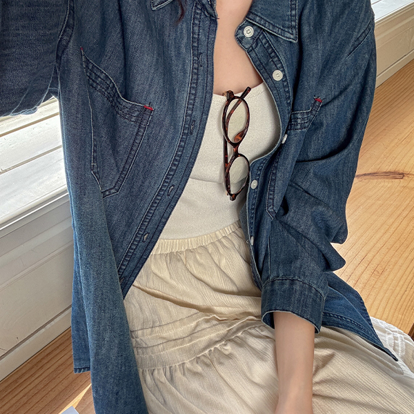 Pointy Pocket Denim Shirt