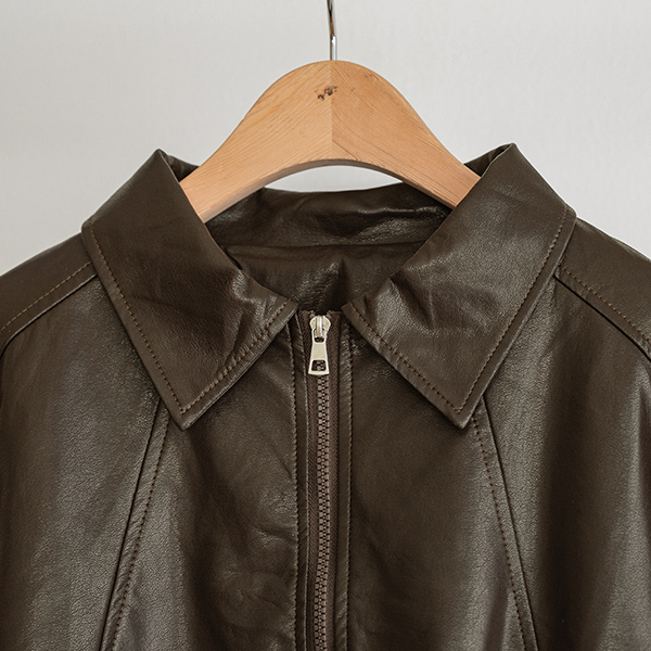 Basic Cut faux Leather Zip Up Jacket