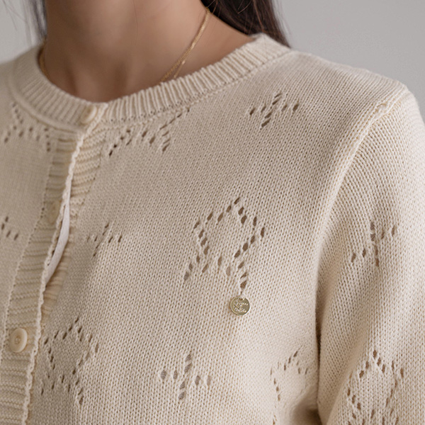 Silver 펜던트 Punching Knitwear Cardigan