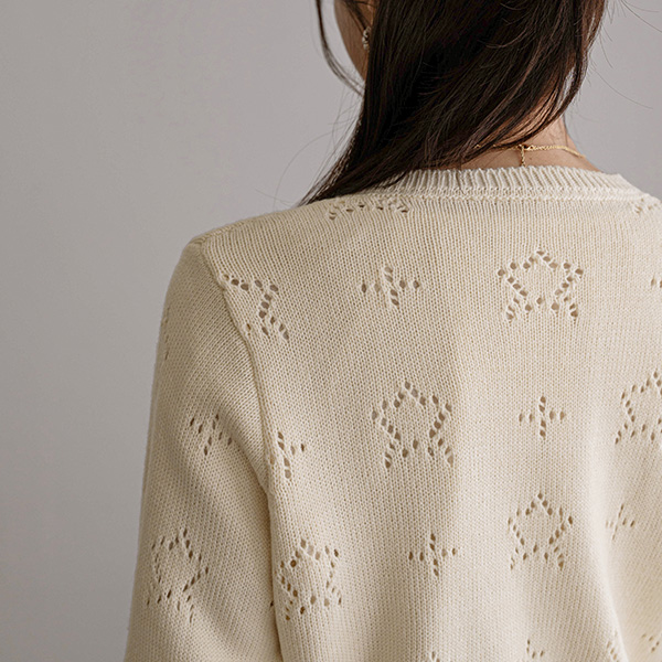 Silver 펜던트 Punching Knitwear Cardigan