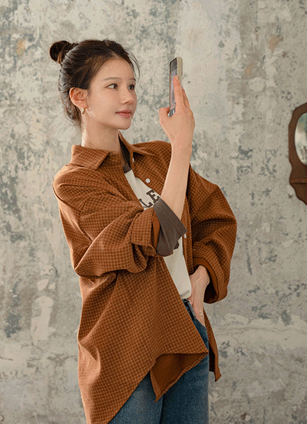 Mudiz Check Cotton Over Shirt Korea