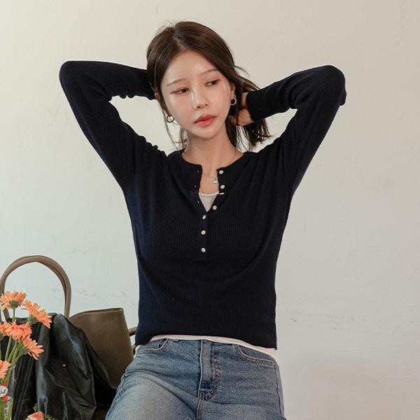 [valyou] 매직 Slim Fit 헨리넥 Wool Knitwear