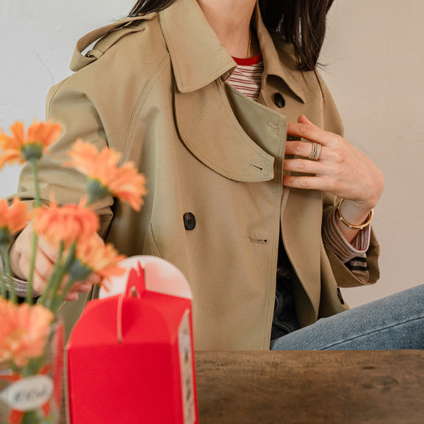 럭시 Check Short Trench Jacket
