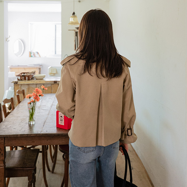 럭시 Check Short Trench Jacket