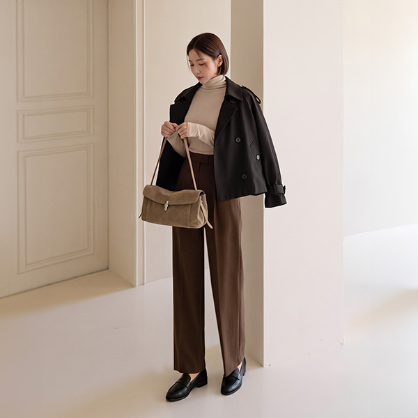 럭시 Check Short Trench Jacket