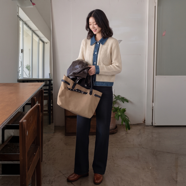 Denim Color Matching 포켓 Shirt Cardigan