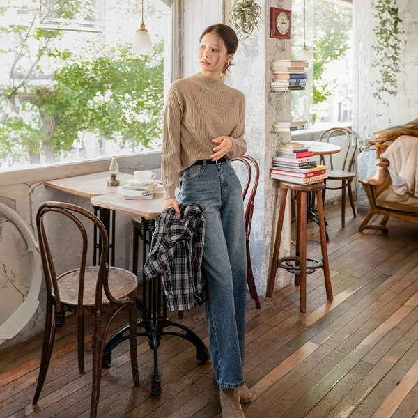 [valyou] 마리 Corrugated 반폴라 Knitwear