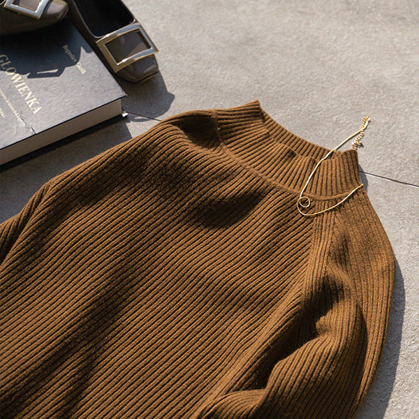 [valyou] 마리 Corrugated 반폴라 Knitwear