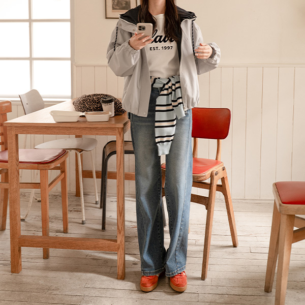 [valyou] Silver Tag Hood Wind Jumper