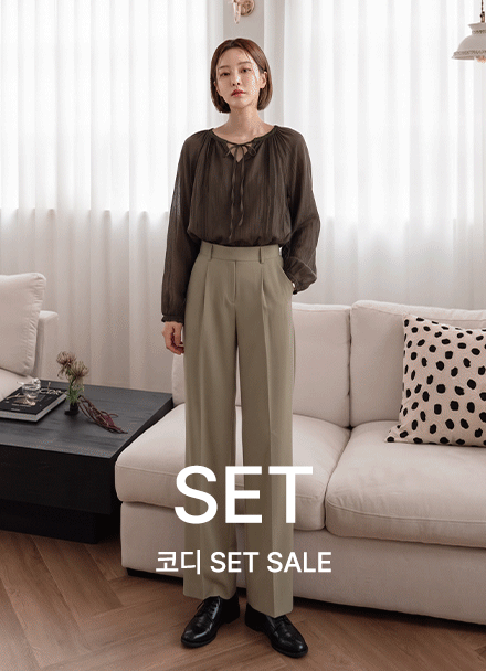 [코디SET] [Special Sale] Perfect Pants 92ver (핀턱밴딩와이드)+헤이즐넛 리오셀 bowknot Blouse Korea