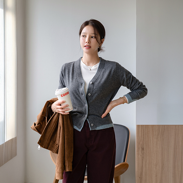 Angora Color Matching Knitwear Cardigan