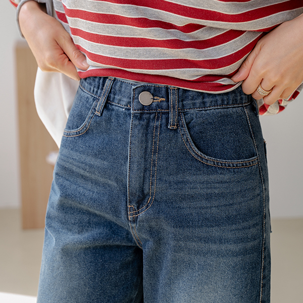 Wash Barrel Banding Denim Pants