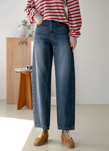 Wash Barrel Banding Denim Pants Korea