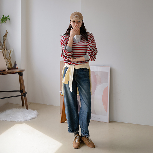 Wash Barrel Banding Denim Pants
