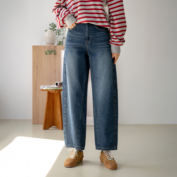Wash Barrel Banding Denim Pants