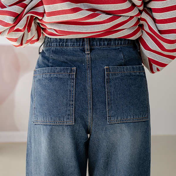 Wash Barrel Banding Denim Pants
