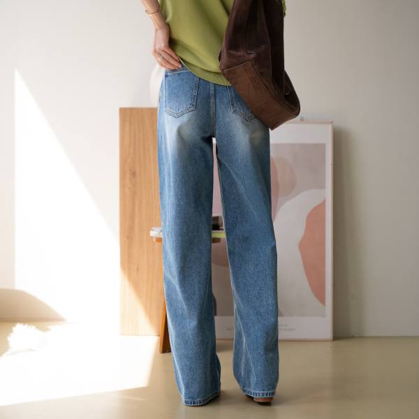 폴드 와이드 Denim Pants