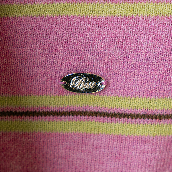 펜던트 Collar 트임 horizontal striped Knitwear