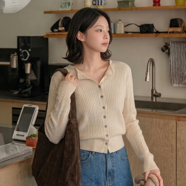 폴딩 v 잔골지 Knitwear Cardigan