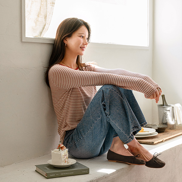 [USYOU] 링거 horizontal striped T-shirt