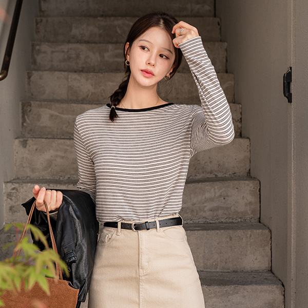 [USYOU] 링거 horizontal striped T-shirt