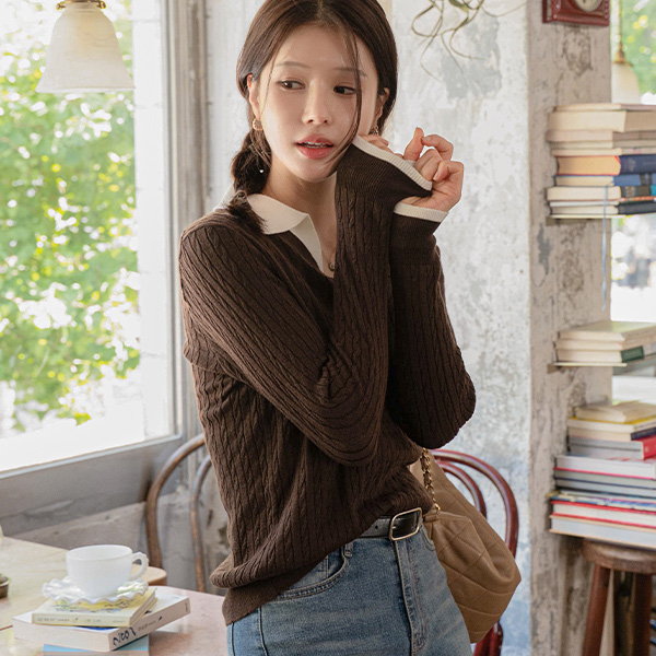 Collar Layered Twiddle Knitwear