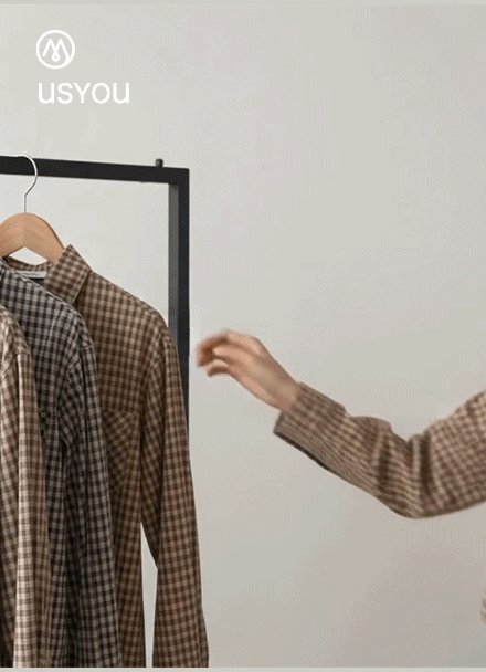 [USYOU] Leather Label Check Shirt Korea
