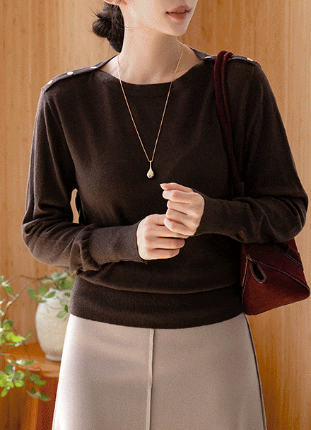 Light Shoulder Button Wool Knitwear Korea