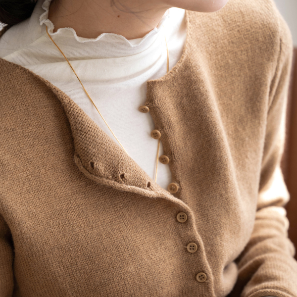 Cozy Lip Neckline Wool Cardigan