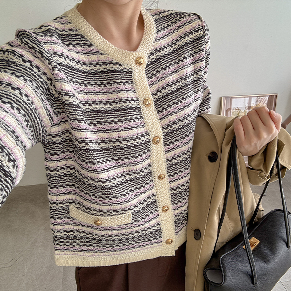Golden Tweedy Knitwear Cardigan