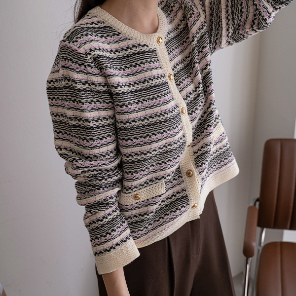 Golden Tweedy Knitwear Cardigan
